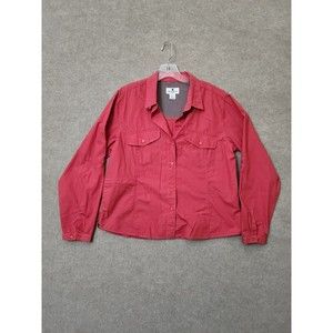 Woolrich Vented Shirt Womens L Red Hiking Fishing Outdoor Roll Tab Sleeve 3XDry